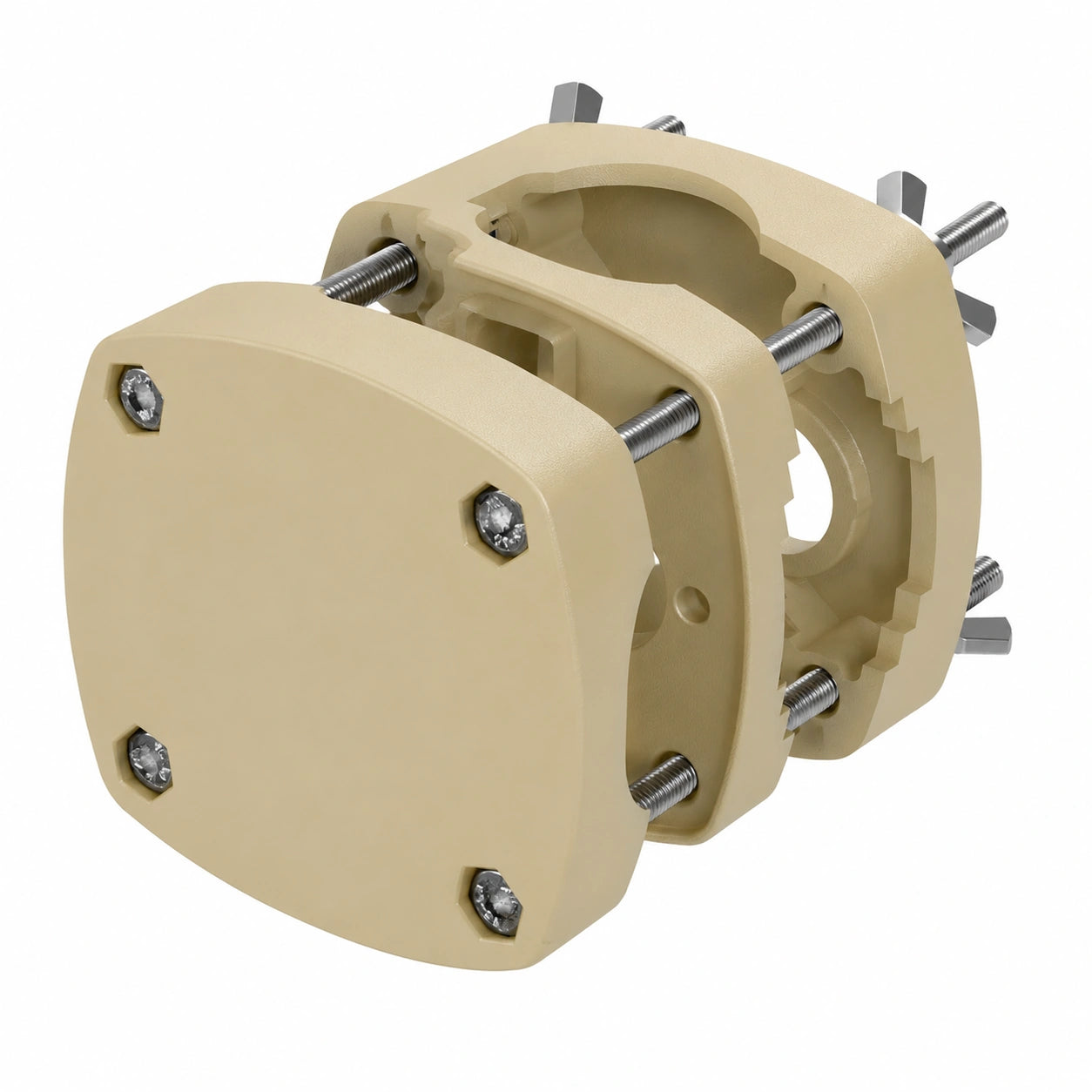 4smile SunnyBoy Sonnenschirmhalter für Balkon, Sandbraun - Flexibler Schirmhalter für Balkongeländer, platzsparend und vielseitig einsetzbar